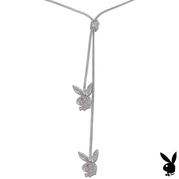 Playboy Y Necklace Bunny Charms Swarovski Crystals - Picture 3 of 10